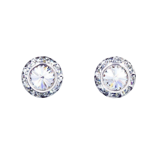 Button Earrings Clear- 13mm