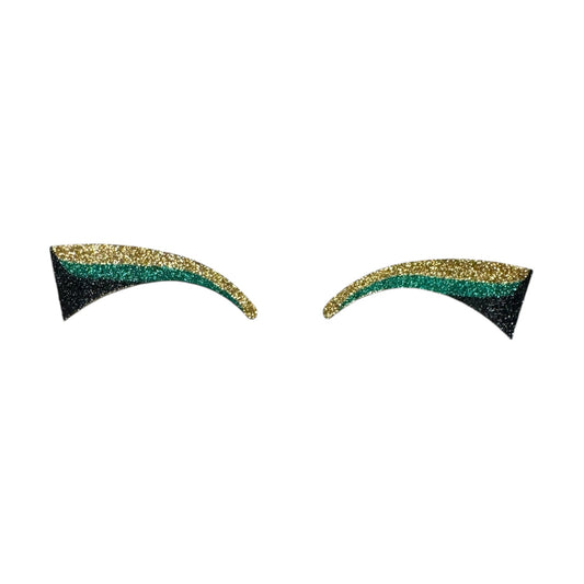 Green, Gold, & Black Wing Glitter Eye Sticker - Child Size