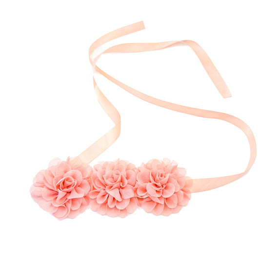 Floral Chiffon Satin Ribbon Tie