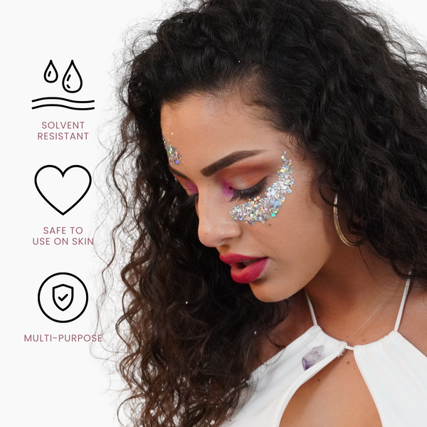 Silver Holographic Festival Glitter Cheer and Dance Makeup Pretty