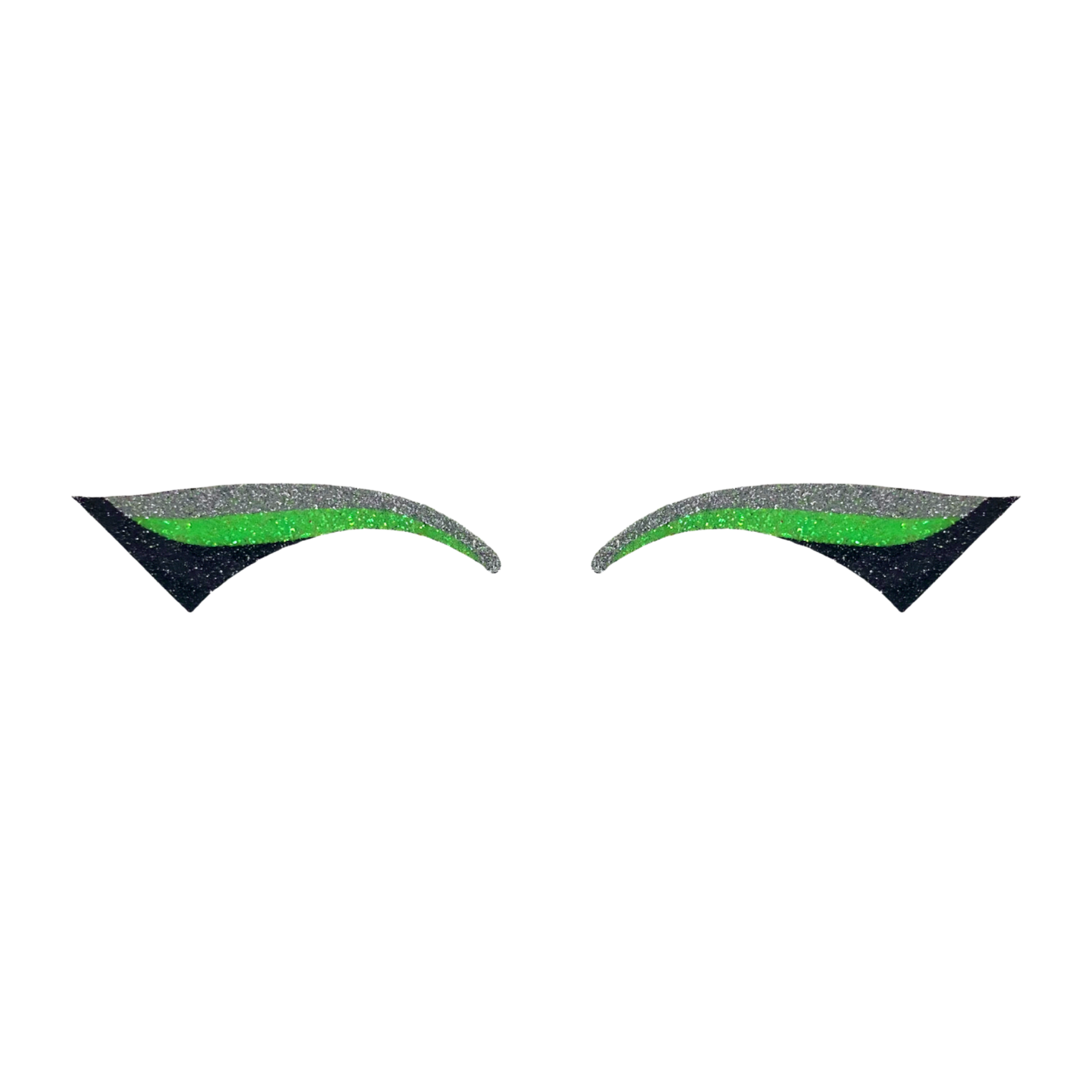 Silver, Neon Green, & Black Wing Glitter Eye Sticker