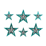 Teal Zebra Star Stickers
