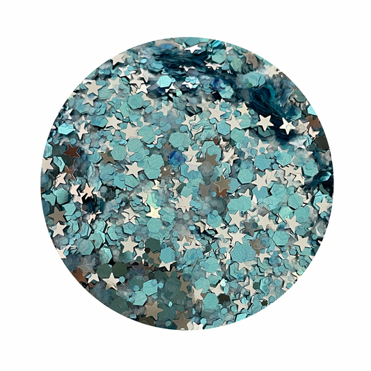 Sky Blue with Stars - Chunky Glitter