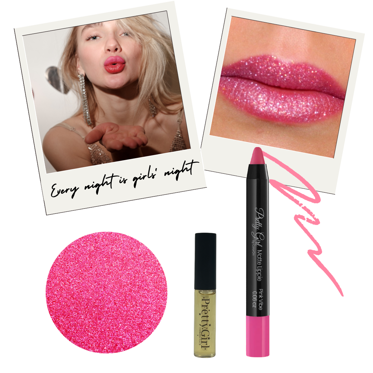 Pink Glitter Lip Kit - Cheer Makeup, Dance Makeup