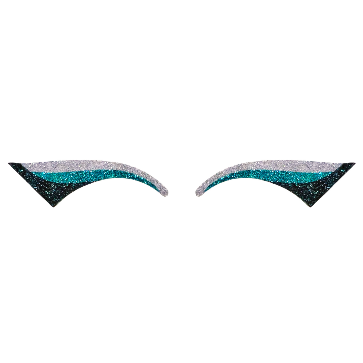 Teal, Silver, & Black Wing Glitter Eye Sticker - ADULT