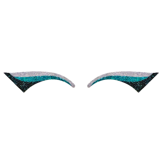 Teal, Silver, & Black Wing Glitter Eye Sticker
