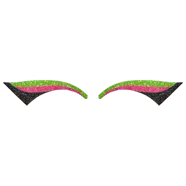Neon Green, Neon Pink & Black Wing Glitter Eye Sticker - ADULT