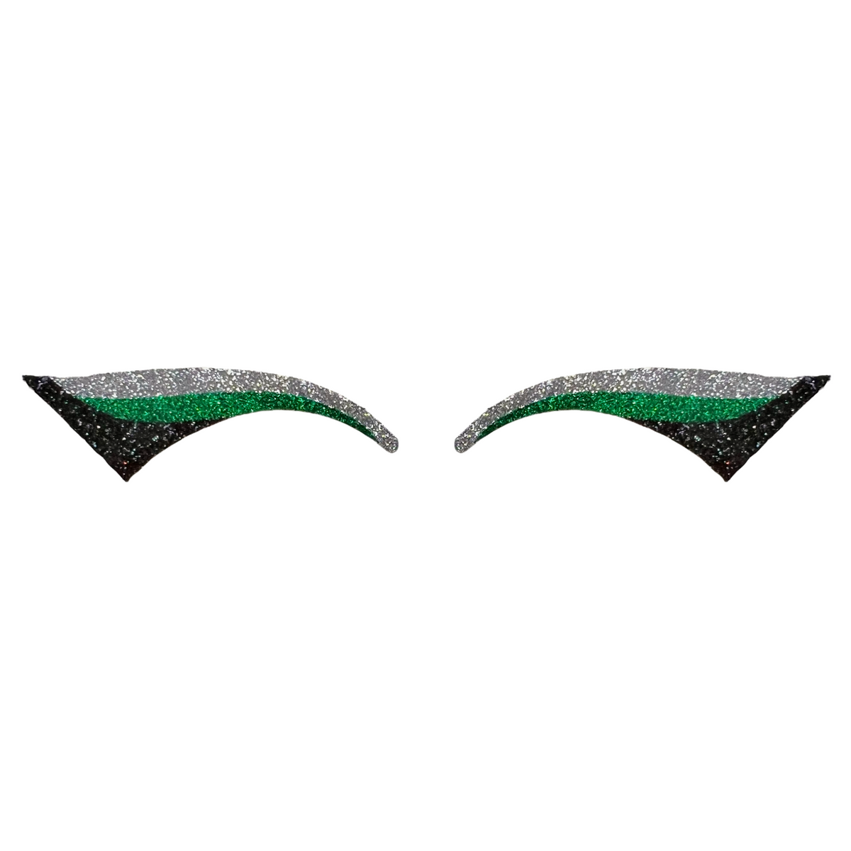 Green, Silver & Black Wing Glitter Eye Sticker - ADULT