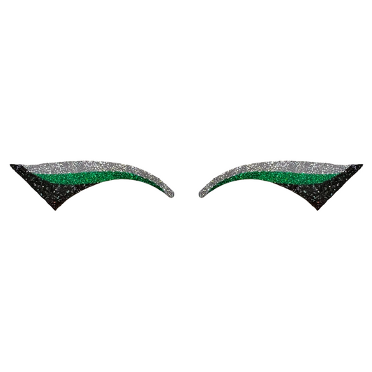 Green, Silver & Black Wing Glitter Eye Sticker - ADULT