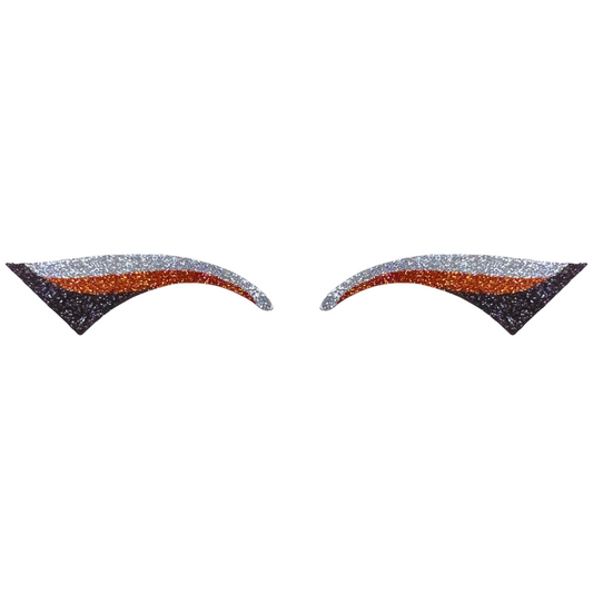 Orange, Silver & Black Wing Glitter Eye Sticker - ADULT