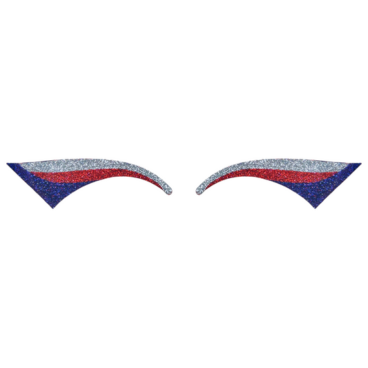 Silver, Red, & Blue Wing Glitter Eye Sticker