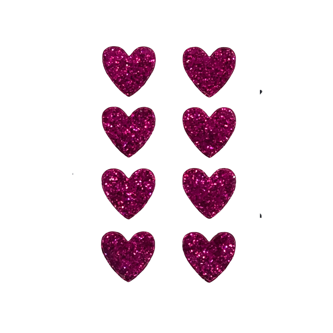 Small Mini Glitter Pink Heart Stickers