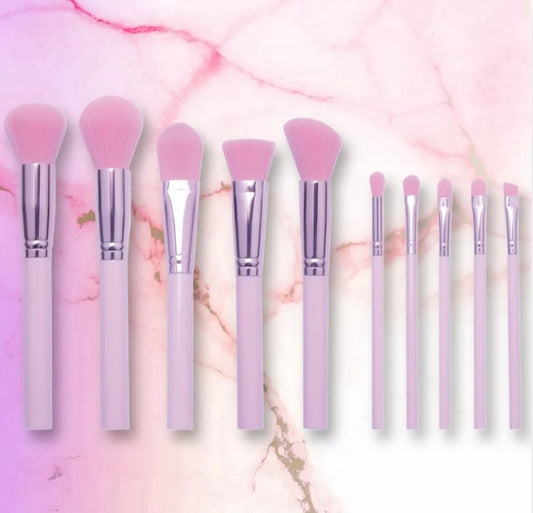10 Pc - Pink Makeup Brush Collection