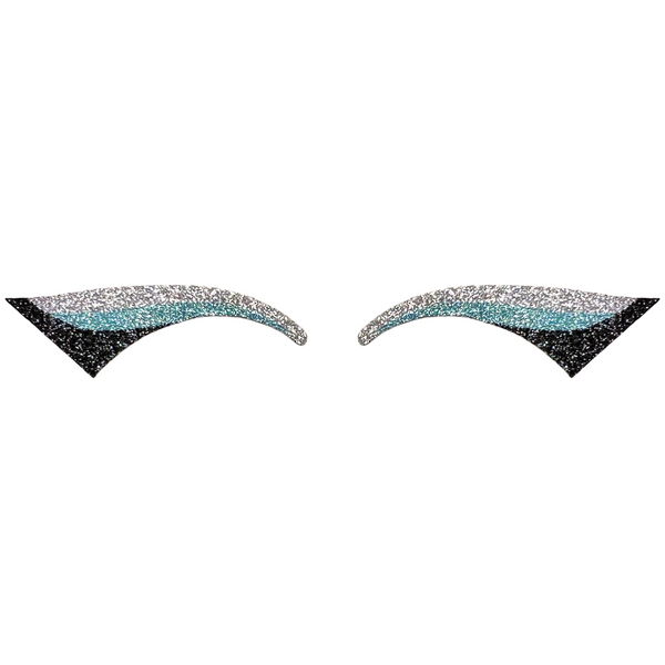 Silver, Light Blue, & Black Wing Glitter Eye Sticker