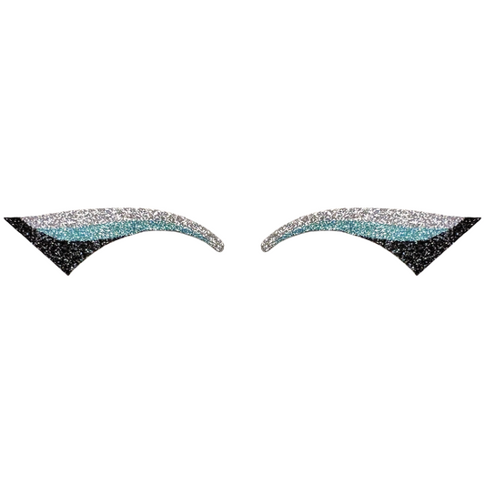 Silver, Light Blue, & Black Wing Glitter Eye Sticker