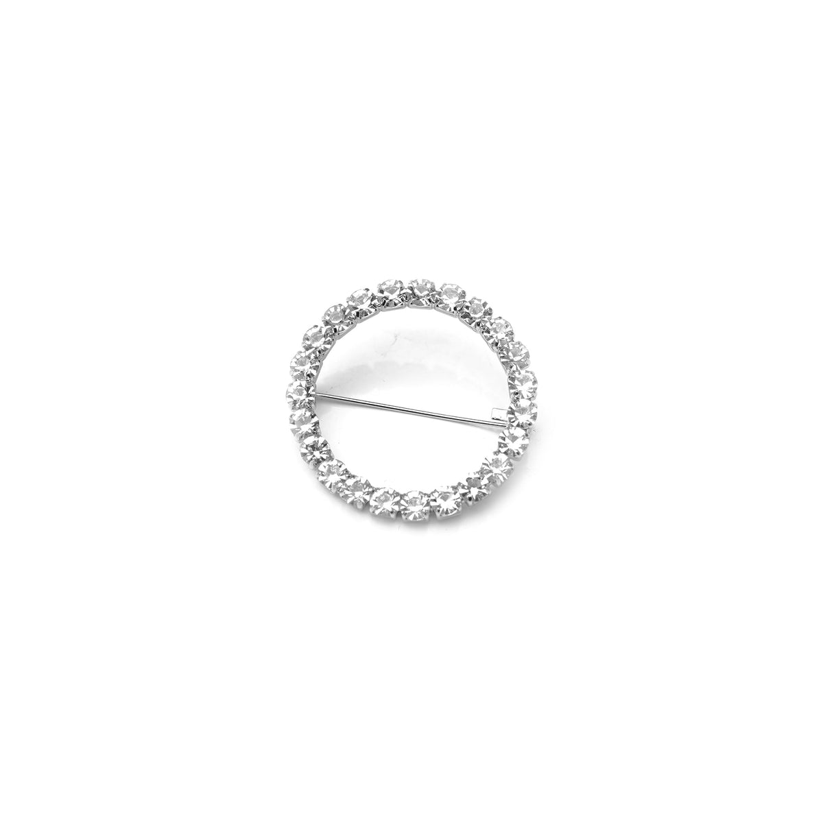 Chunky Round Rhinestone Brooch