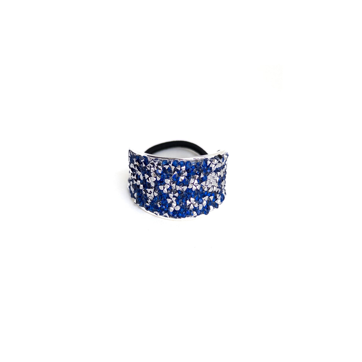 Rhinestone Encrusted Silver Metal Ponytail Cuff