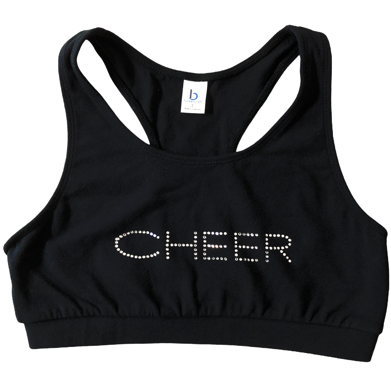 “Cheer” Decal Cheerleading Sports Bra