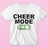 Cheer mode on glitter tee shirt