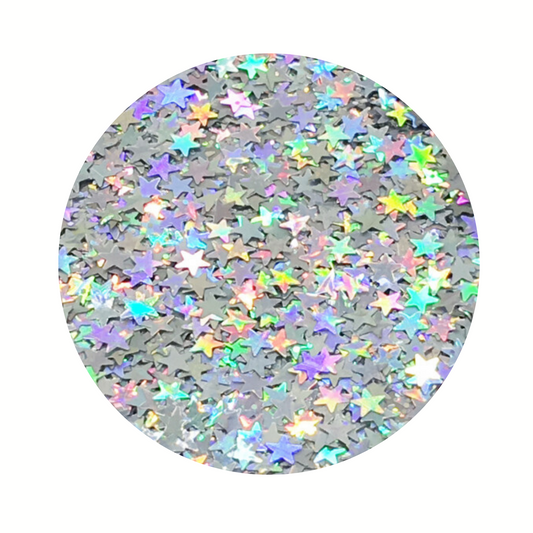 Holographic Silver Stars - Glitter Shapes