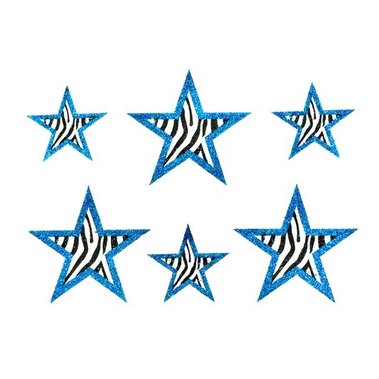 Light Blue Zebra Star Stickers