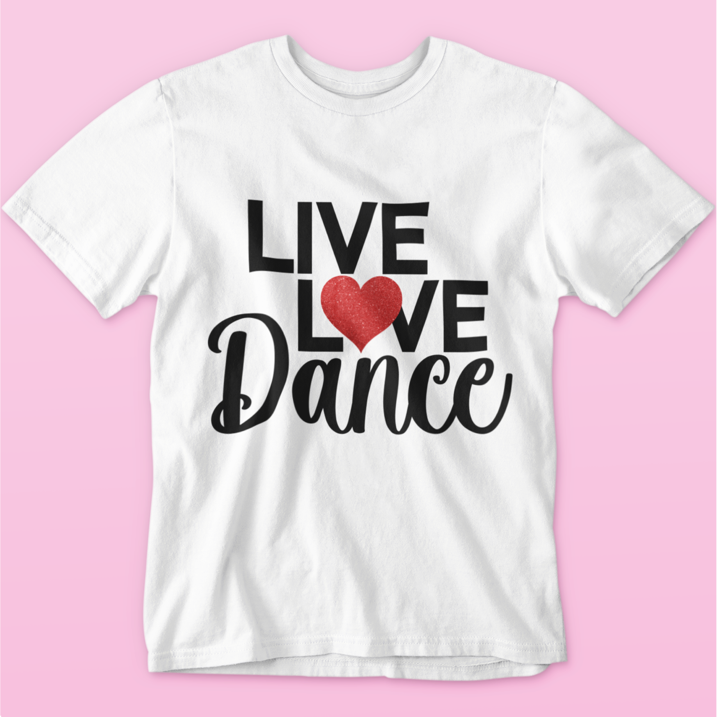 Live love dance glitter tee shirt