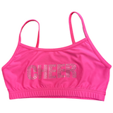 Hot Pink Decal Cheerleading Sports Bra