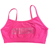 Hot Pink Decal Cheer Sports Bra