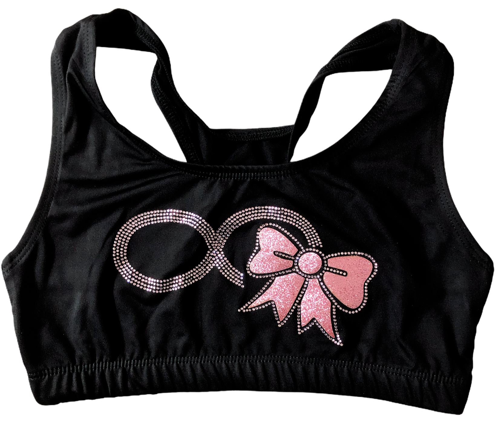 Pink Infinity Rhinestone Cheerleading Sport Bra