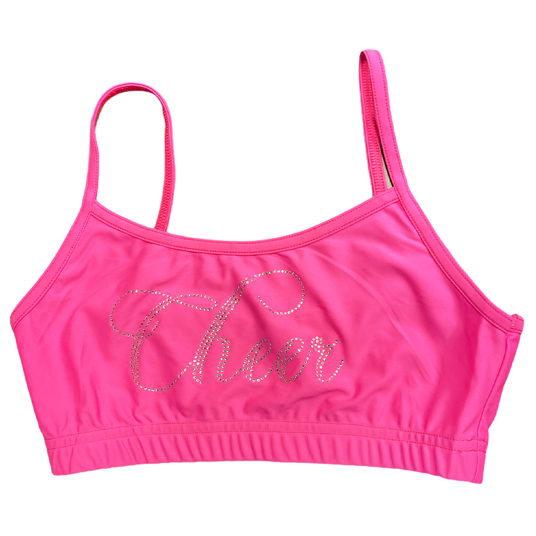 Hot Pink Rhinestone Cheer Sports Bra