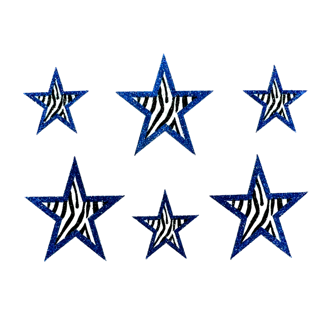 Royal Blue Zebra Star Stickers
