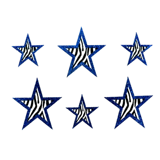 Royal Blue Zebra Star Stickers