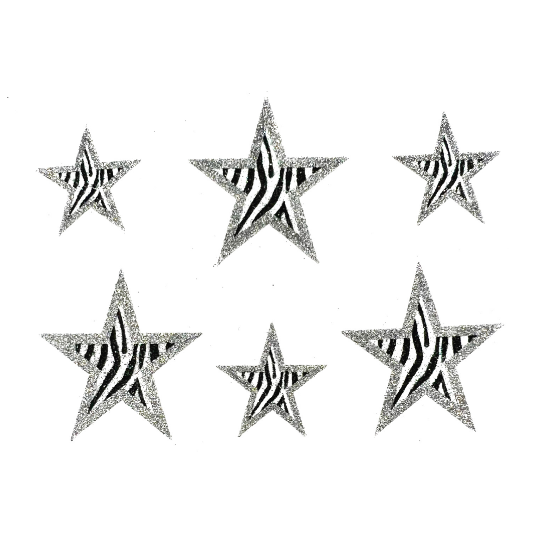 Pretty Girl Cosmetics, 6-Pack Zebra Star Stickers