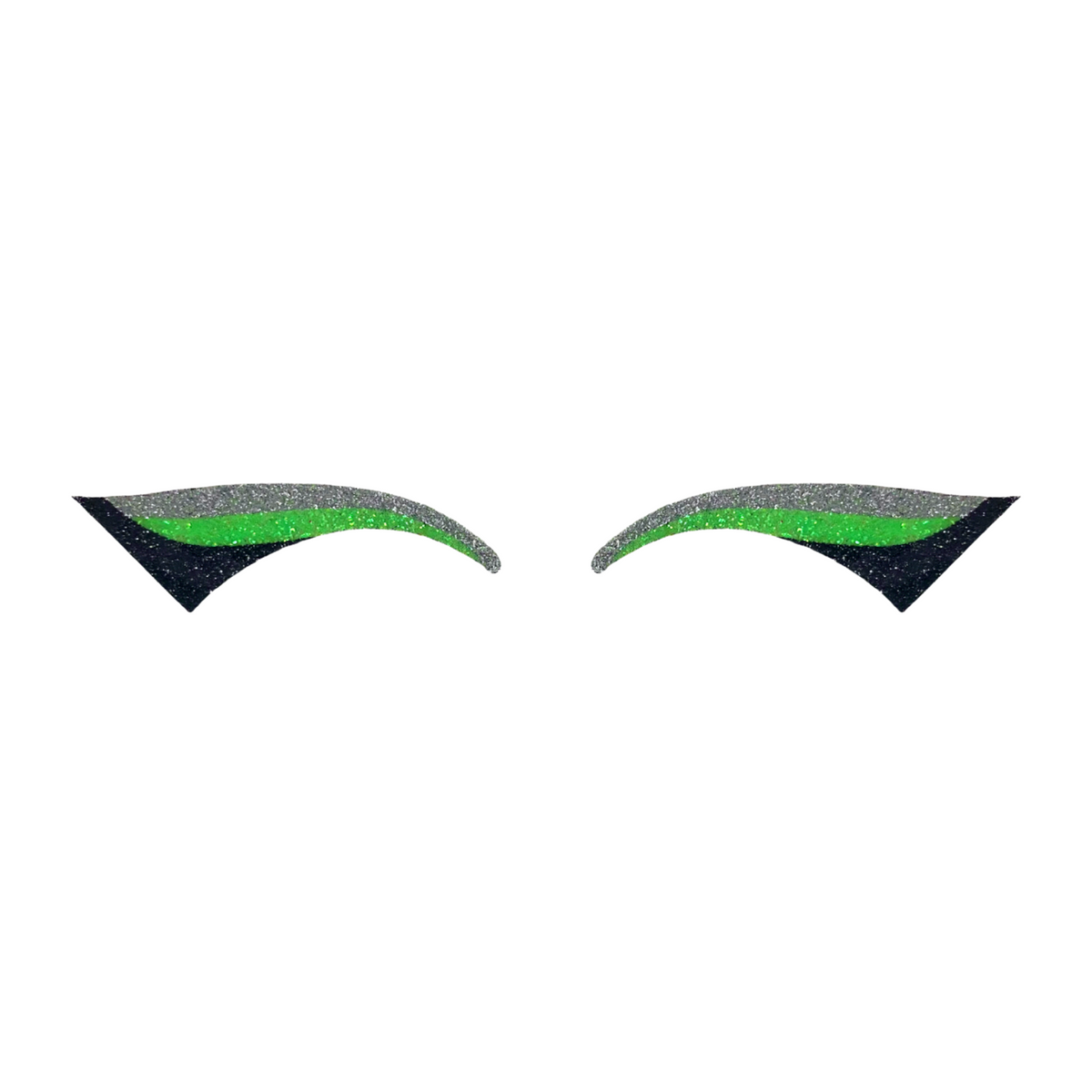 Silver, Neon Green, & Black Wing Glitter Eye Sticker