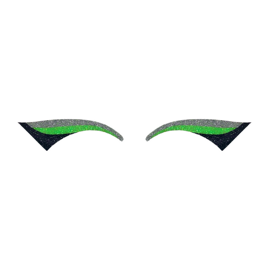 Silver, Neon Green, & Black Wing Glitter Eye Sticker