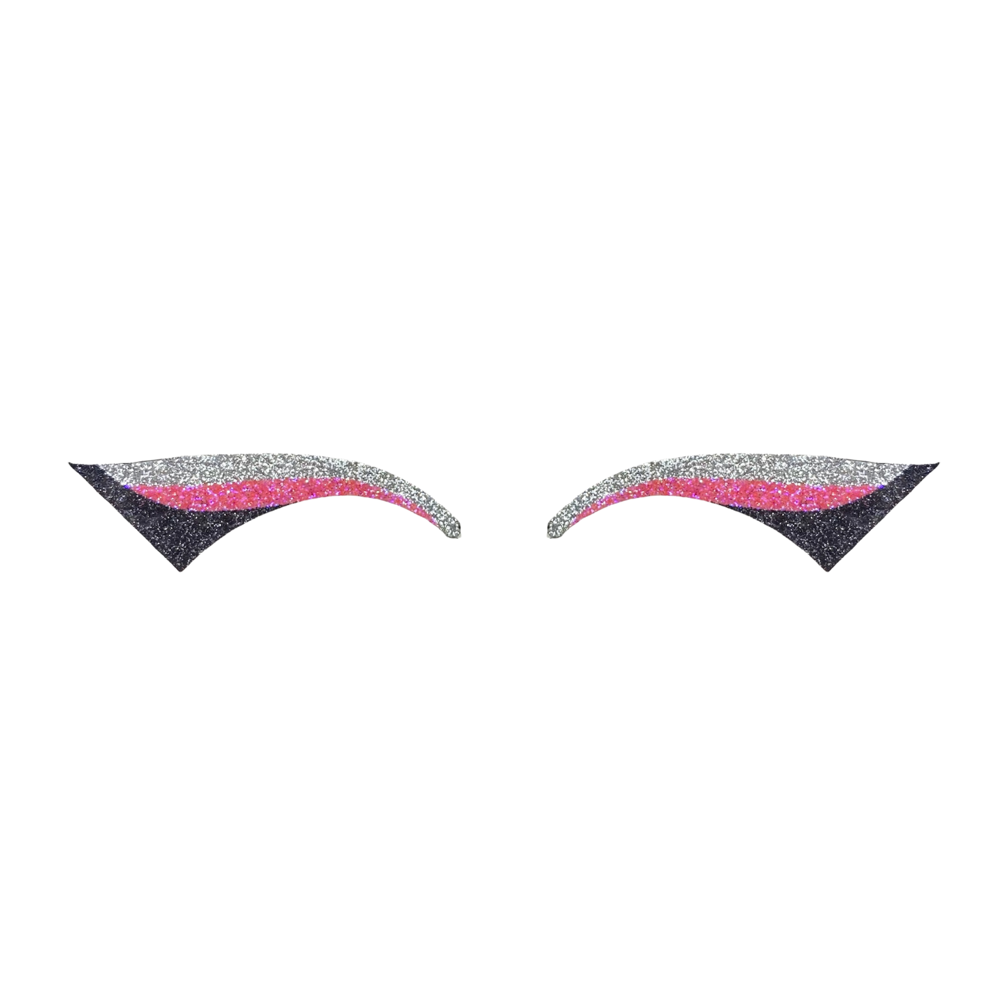 Silver, Neon Pink, & Black Wing Glitter Eye Sticker