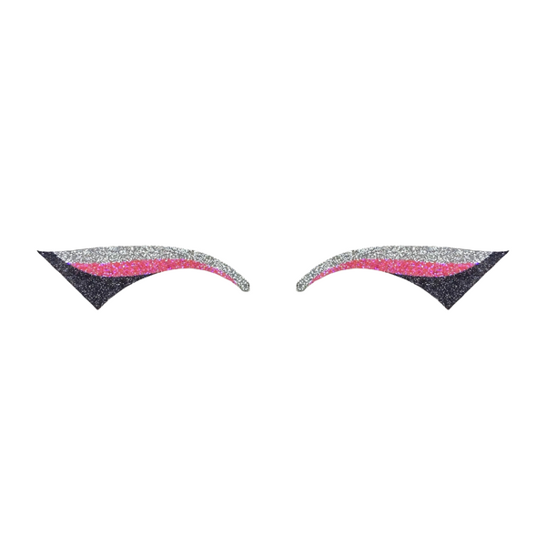 Silver, Neon Pink, & Black Wing Glitter Eye Sticker