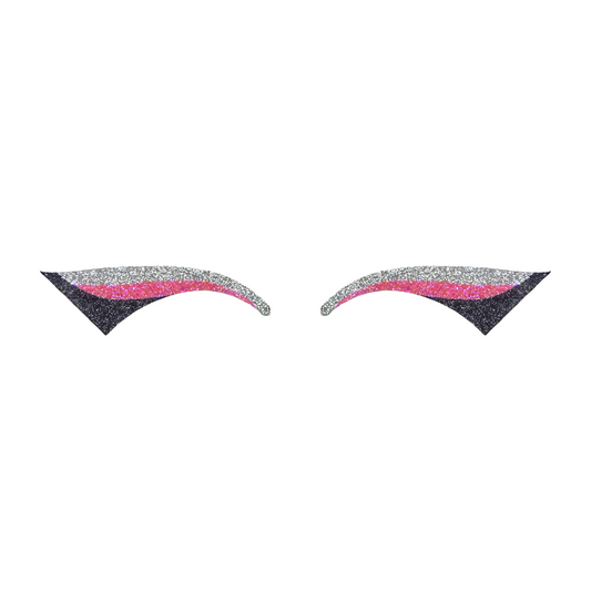 Silver, Neon Pink, & Black Wing Glitter Eye Sticker