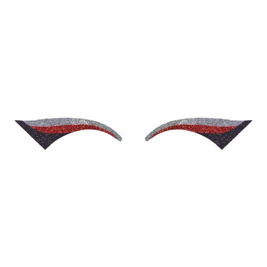Silver, Red, & Black Wing Glitter Eye Sticker