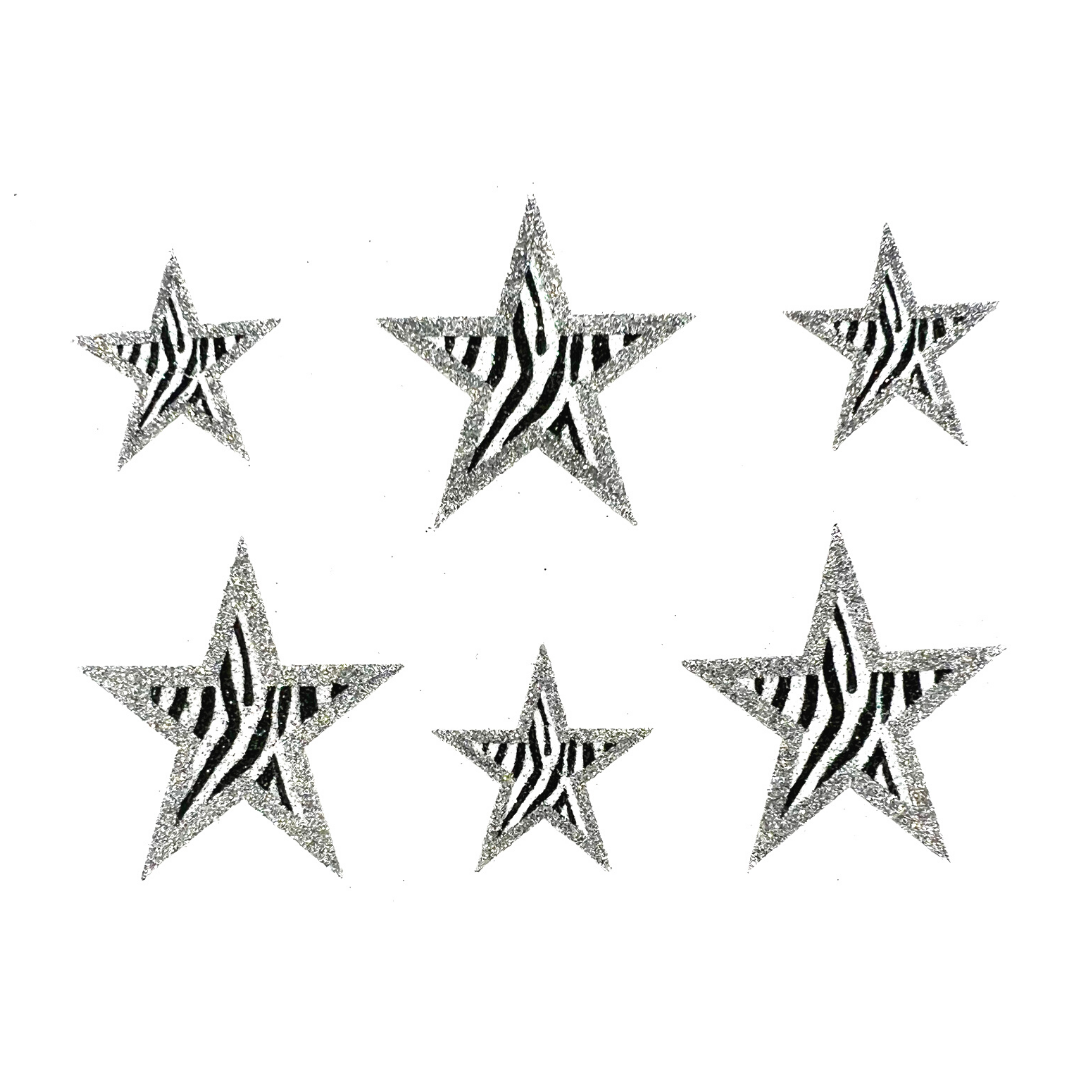 Silver Zebra Star Stickers