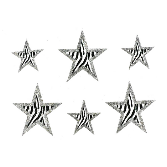 Silver Zebra Star Stickers