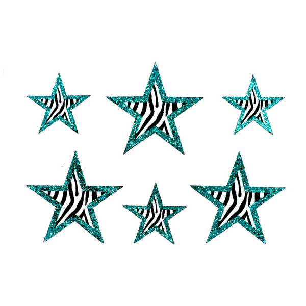 Teal Zebra Star Stickers