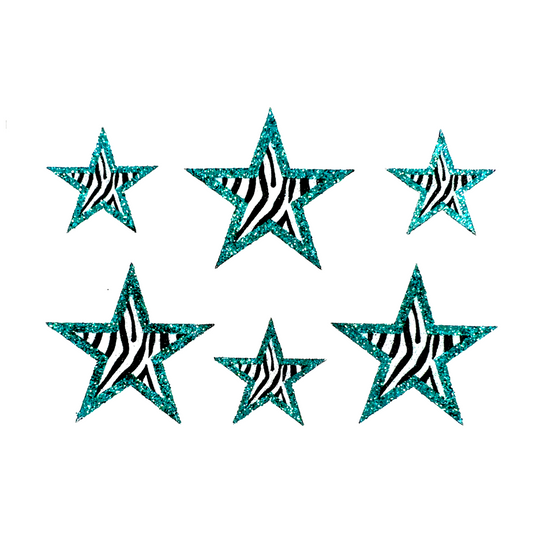 Teal Zebra Star Stickers