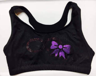 Purple Infinity Rhinestone Cheerleading Sports Bra