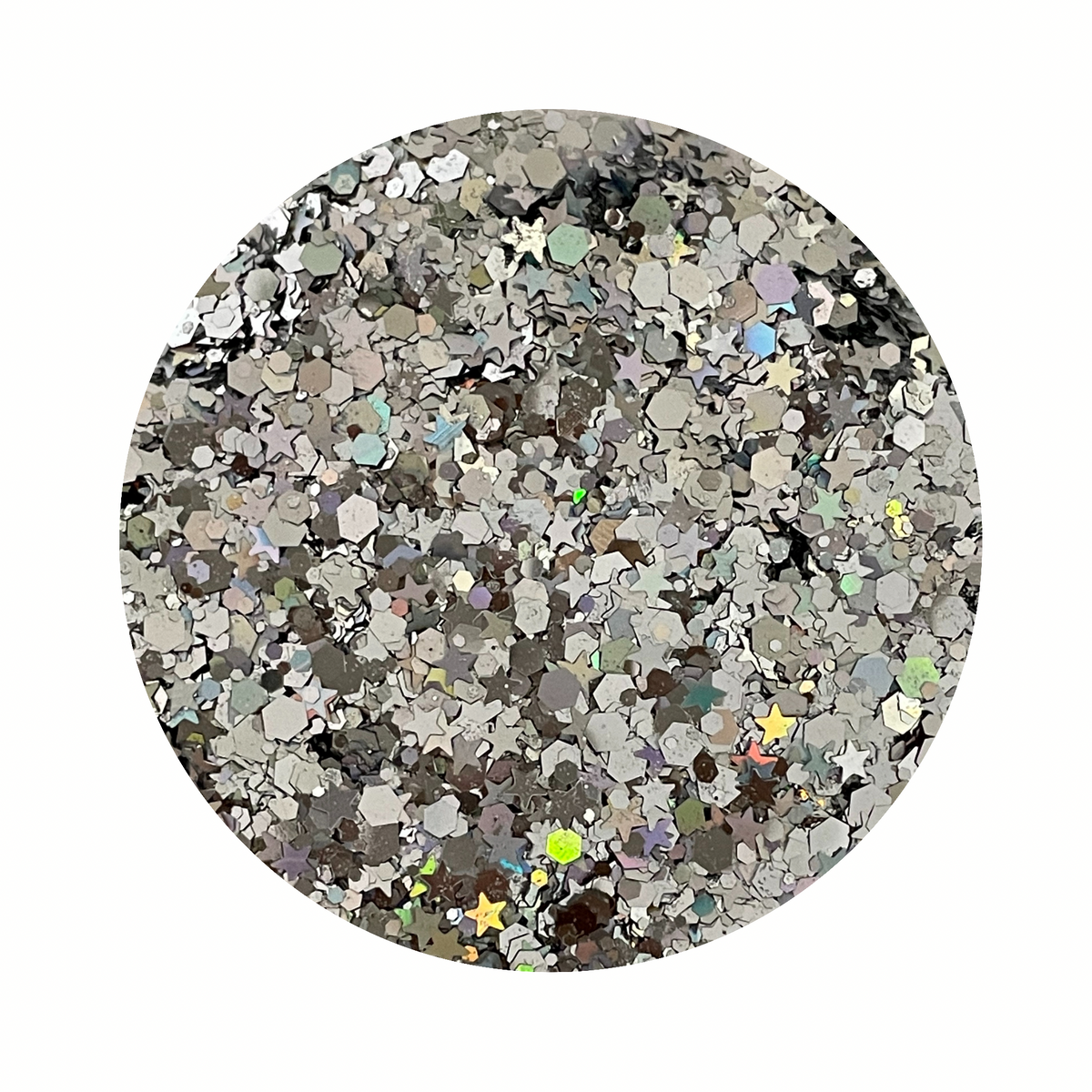 Holographic Silver with Stars - Chunky Glitter