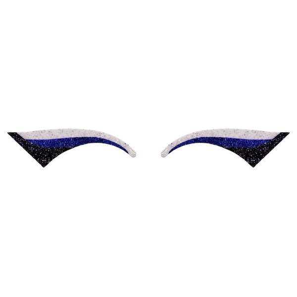 White, Royal Blue, & Black Wing Glitter Eye Sticker