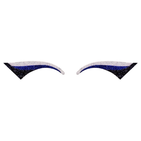 White, Royal Blue, & Black Wing Glitter Eye Sticker